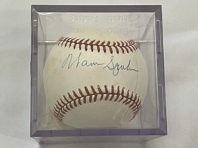 WARREN SPAHN BOSTON MILWAUKEE BRAVES SIGNED AUTO BASEBALL CY YOUNG WS HOF TV - Image 1 of 4