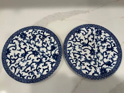 "Juego de dos platos de ensalada Ralph Lauren AZUL MANDARÍN de 8,5"" plato de celosía floral" Foto 1 de 4