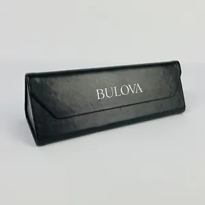 BULOVA Triangular Glasses Sun Glasses Leather Magnetic Hard Case Gray EUC - Picture 1 of 4