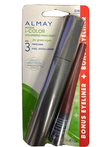 ALMAY INTENSE I-COLOR VOLUMIZING MASCARA 034 MOCHA + 024 BLACK RAISIN EYELINER - Picture 1 of 2