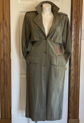 Vintage Together! Trench coat plumero de algodón verde para mujer talla 8 SBox Foto 1 de 4