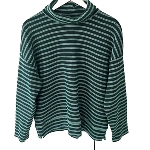 Talbots Top Gr. XL Strick gestreift Rollkragen grün adrett klassisch modern * - Bild 1 von 6