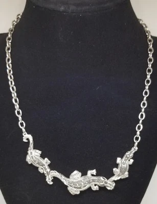 Gargantilla collar de cocodrilo diamantes zafiro plata esterlina joyería EA de diseñador Foto 1 de 4