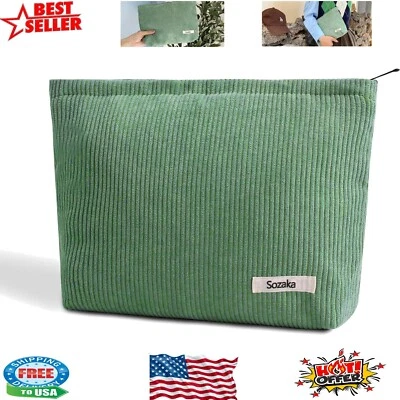 Elegante bolsa de cosméticos en relieve para mujer - Elegante organizador de maquillaje en verde puro Foto 1 de 4