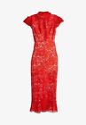 Allen Schwartz Teagan Lace Dress Size 4 Special Occasion Cadmium Red $650 USA 