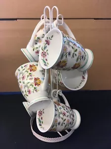 6 mugs With a foot base Design in Haddon Hall chintz Design - Picture 1 of 4