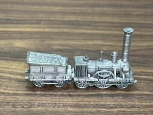 ADLER Vintage Pewter Steam Engine Train Locomotive With Coal Tender Car 3.5" - Picture 1 of 2