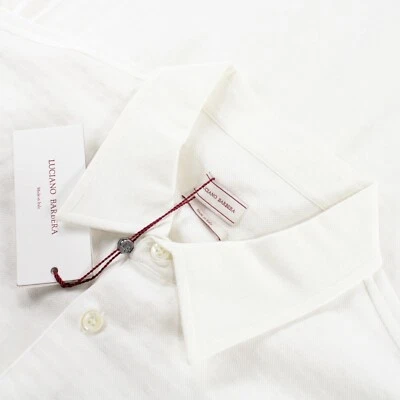 Luciano Barbera NWT Button Up Sport Shirt Size 2XL Solid White Knit Tonal Dots - Image 1 of 4