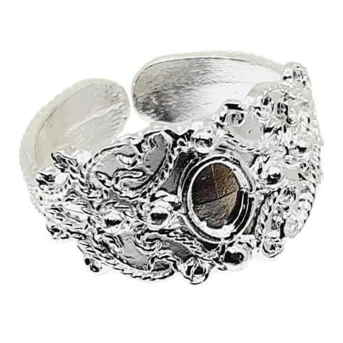 Coralli di Sardegna Base Fedina Sarda Filigrana Argento Cordino Castone 4x6mm - Immagine 1 di 1