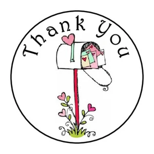 30 THANK YOU MAILBOX FAVOR 1.5 INCH LABELS ROUND STICKERS * - Picture 1 of 1