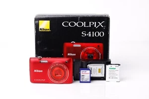Near Mint Red Nikon Coolpix S4100 14MP Digital Camera Touchscreen Tested /Works - Picture 1 of 11