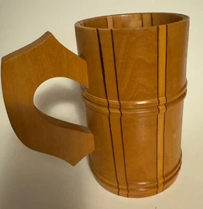 Taza de cerveza jarra de madera taza Stein taza Unión Soviética Rusa 1973 años 70 vintage - Imagen 1 de 5