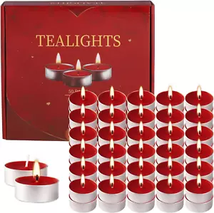 ✨ 50 Red Tealight Votive Candles, Unscented, Smokeless, Dripless, Long Burning 4 - Picture 1 of 7
