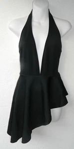 CUSHNIE ET OCHS Black Neoprene Halter Swimsuit with Plunging Neckline Small $495 - Picture 1 of 6
