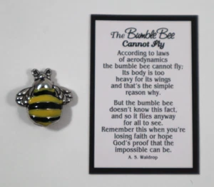 T1 The BUMBLE BEE CANNOT FLY bumblebee pocket charm figurine faith hope ganz - Picture 1 of 12
