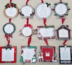 Christmas Tree Ornament Photo Frames 2021 Holiday Wreath, Snowman, Santa, & More