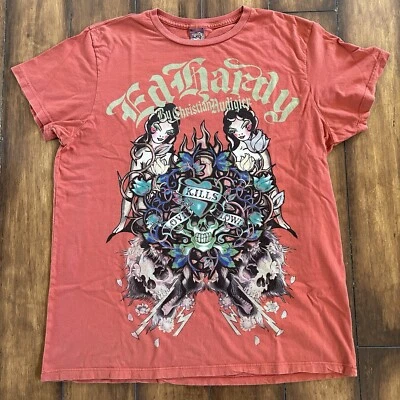 Camiseta ED HARDY Para Hombre Grande Christian Audigier Love Kills Slowly Y2K Calavera Foto 1 de 4
