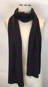 76”x13” Michael Stars Knit Scarf Purple & Gray Stripe Cashmere Blend Unisex - Picture 1 of 7