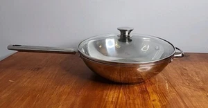 Wolfgang Puck 11” Wok Stir Fry 18/10 Stainless Steel Bistro Collection with Lid - Picture 1 of 13