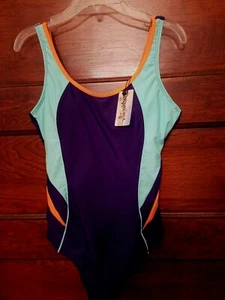 Nwts LALAVAVA Ladies Size Small One Piece Navy & Green Swimsuit  - Picture 1 of 9