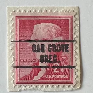 ERROR U.S. 2C STAMP WITH MESSY LETTERS OAK GROVE OREGON PRECANCEL - Picture 1 of 2