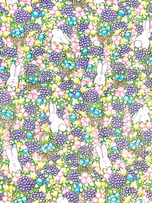 **Allover Bunnies With Baskets** Sandi Gore-Evans Fabric for DAISY KINGDOM ~ BTY - Image 1 of 4