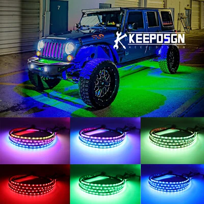 For Jeep Wrangler Rubicon 6 PCS RGB Neon Underglow LED Lighting Kit Strip Lights - Image 1 of 4