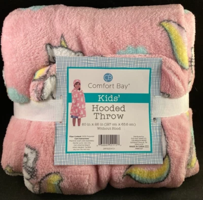 Comfort Bay - Kids Hooded Throw - Blanket 50" x 25” - Caticorn - Pink - Image 1 of 4