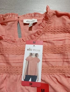 Ella Moss Shirt Adult Medium Orange Summer Spring Peplum Flutter Sleeves Womens - Picture 1 of 5
