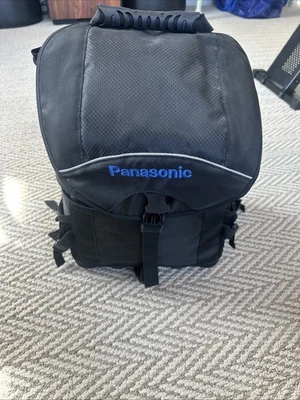 RARE Backpack Panasonic Camcorder Camera Travel Bag Black Separators Zip Pockets - Image 1 of 4