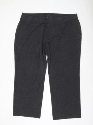 Marks and Spencer Womens Grey Plus Size 28 Straight Jersey Trousers - Image 1 of 4