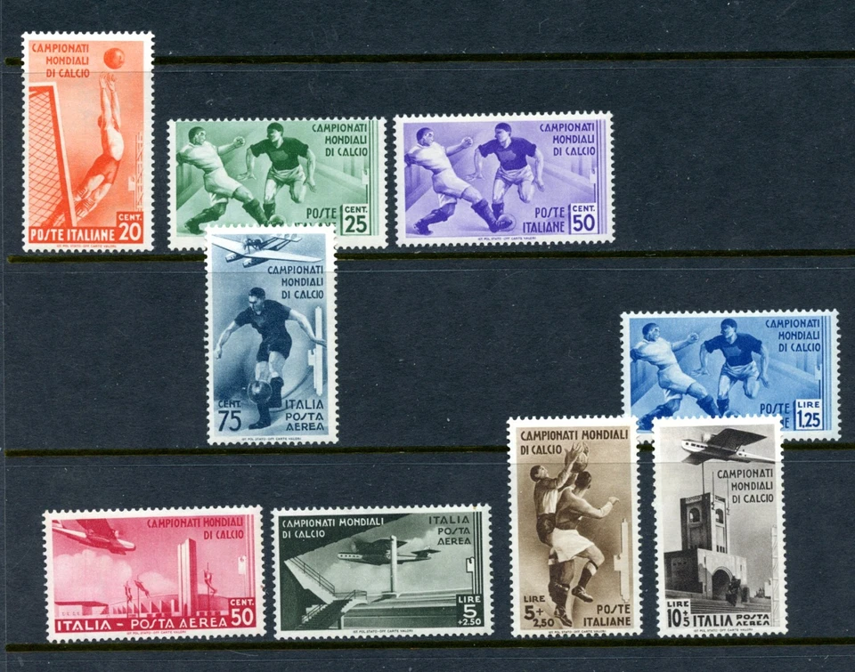 Италия #324-328 и C62-C65 (I073) Comp 2-й мировой футбол, MNH, FVF, CV$625.00 - Изображение 1 из 1