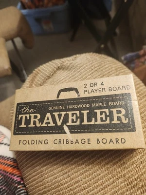 Vintage The Traveler Cribbage Board Pieces Game Hardwood Folding Small - Image 1 of 3