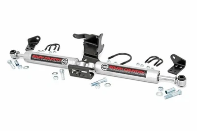 Rough Country Dual N3 Steering Stabilizer for Jeep Wrangler JL Gladiator JT 18+ - Image 1 of 4