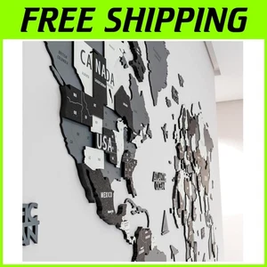 Modern Grey World Map Art - Home & Office Decor - Picture 1 of 9