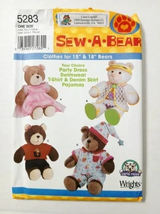 5283 Simplicity Sewing Pattern Sew-A-Bear 15" 18" Clothing. Uncut - Picture 1 of 3