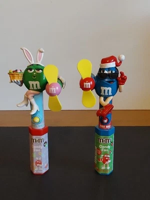 M&M's Candy Fan Blue Christmas WORKS-Green Easter Bunny does NOT work Both Candy - Image 1 of 4
