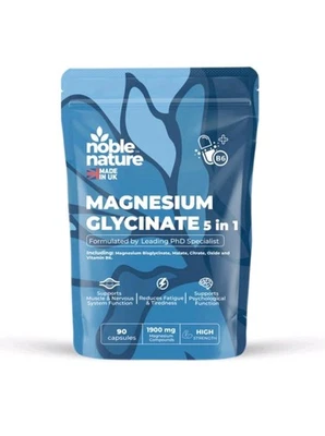 NOBLE NATURE 5 in 1 Magnesium Glycinate Formulated by PhD Expert - 1900mg per serving