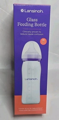 Lansinoh Glass Feeding Baby Bottle Medium flow 240ml 8oz - Image 1 of 4