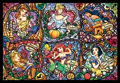 Tenyo Disney Brilliant Princess Stained Glass Gyutto Size Series Jigsaw Puzzle - Image 1 of 3