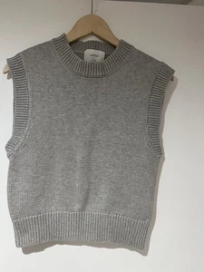 Wilfred Aritzia Weste Merinowolle Baumwollmischung dick grau Rundhals Damen Gr. S - Bild 1 von 5