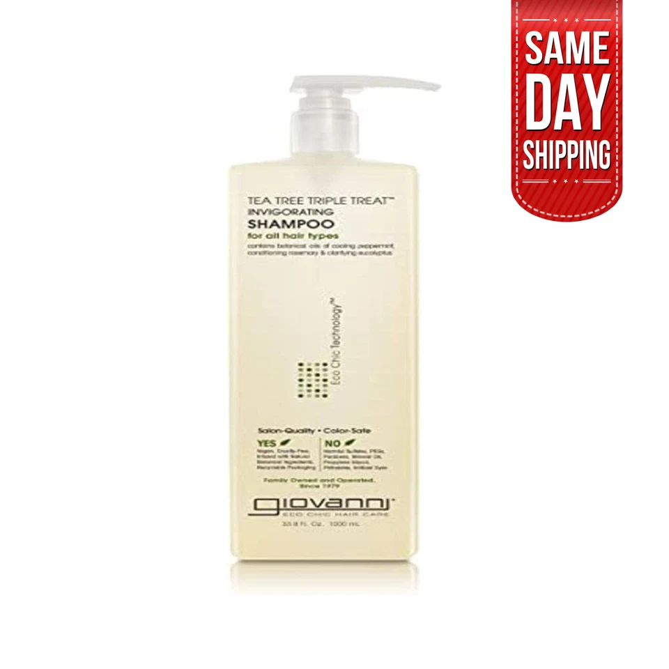 Champú vigorizante triple tratamiento árbol de té GIOVANNI, 33,8 FL OZ Foto 1 de 4