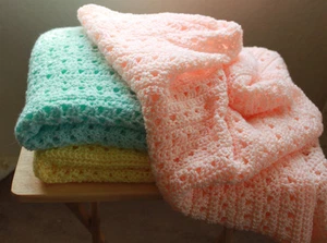 Beautiful Hand Crochet Baby Blankets- You Choose Color - Picture 1 of 1