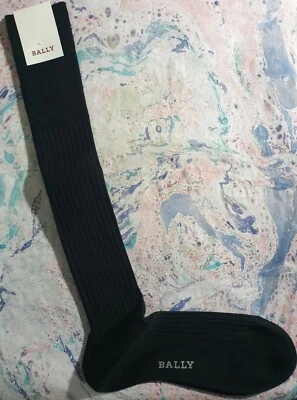 Bally Italian Mens Cashmere Silk Long Socks Black Ribbed UK 6 EUR 40 RRP £110 - Image 1 of 4