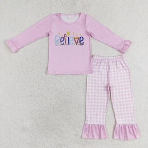 Boutique Baby Girls Boys Sibling Christmas Believe Top Pants Clothes Sets - Picture 1 of 5