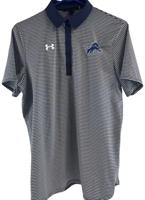 Detroit Lions Women's Under Armour Polo Shirt Top Striped Loose Fit Large - Image 1 of 4