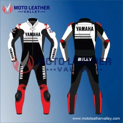 Traje de cuero para motociclista de carreras YAMAHA Trajes de cuero cuero de vaca Geniun Foto 1 de 4