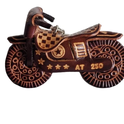 Motorcycle Leather Keychain Handmade Fob Key Ring Handcrafted Charm Key Chain - Image 1 of 4