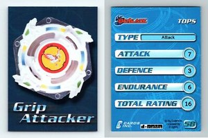 Grip Attacker #58 Beyblade 2003 Cards Inc. Foil Parallel Trading Card
