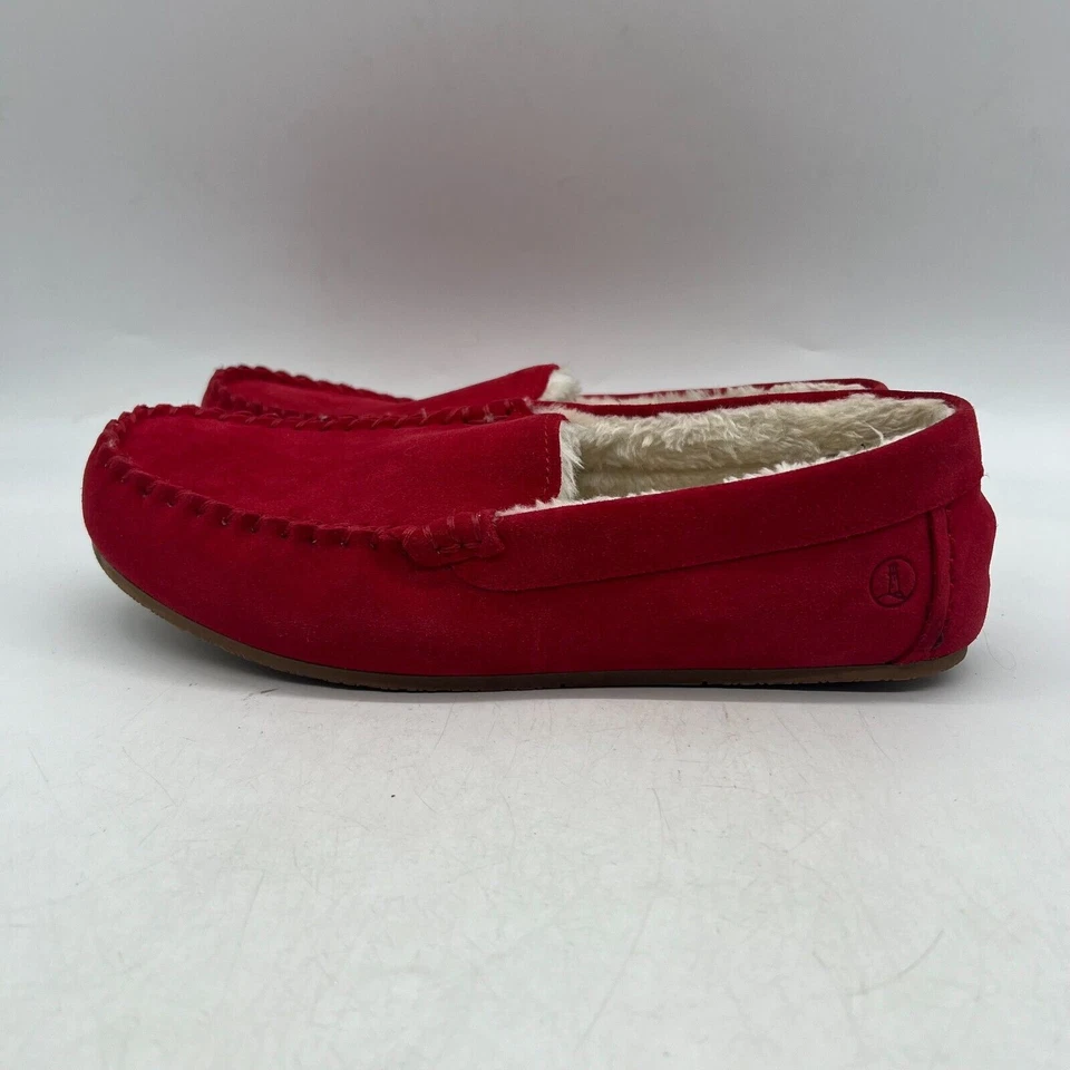 Lands' End Womens Red Suede Slip On Comfort Moccasin Slippers Size 11 D - Image 1 of 4